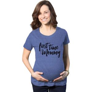 Maternity First Time Mommy Pregnancy T Shirt Cute Belly Bump Tee Mother to Be(Heather Royal)