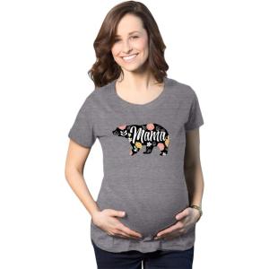 Maternity Mama Bear Funny Pregnancy T Shirt Novelty Gift for Mom Mothers Day(Dark Heather Grey – Floral)