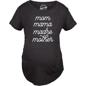 Maternity Mom Mama Madre Mother T Shirt Cute Mother’s Day Different Moms Spellings Novelty Graphic Tee for Mother to Be(Heather Black)
