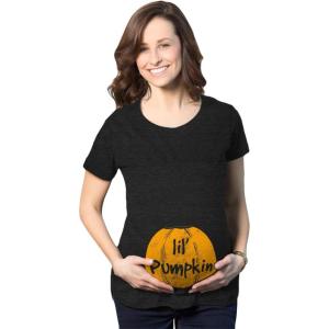 Maternity Skeleton Baby Monster Pumpkin T Shirts Funny Cute Pregnancy Halloween Tees(Lil Pumpkin)