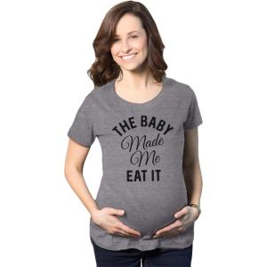 Maternity The Baby Made Me Eat It Funny Announcement Graphic Pregnancy T Shirt(Dark Heather Grey)