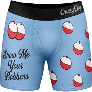 Mens Animal Boxers Funny Cat Dog Fish and More Novelty Underwear with Animals Funny Animal Underwear(Bobbers)