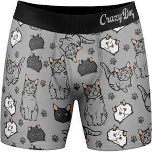 Mens Animal Boxers Funny Cat Dog Fish and More Novelty Underwear with Animals Funny Animal Underwear(Cats 3 People)
