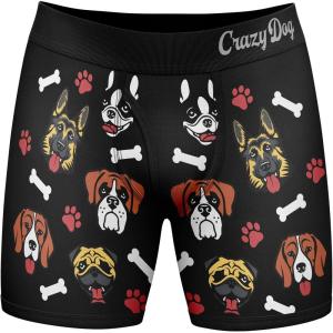 Mens Animal Boxers Funny Cat Dog Fish and More Novelty Underwear with Animals Funny Animal Underwear(Dogs 3 People)