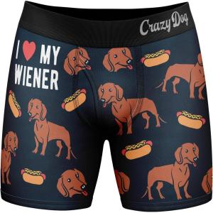 Mens Animal Boxers Funny Cat Dog Fish and More Novelty Underwear with Animals Funny Animal Underwear(Love My Dog)