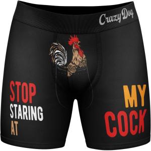 Mens Animal Boxers Funny Cat Dog Fish and More Novelty Underwear with Animals Funny Animal Underwear(Staring Rooster)
