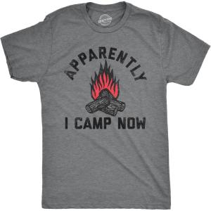 Mens Camping T Shirts Funny Camp Tees for Guys Cool Shirts for Outdoor Camping(Dark Heather Grey – Camp Now)