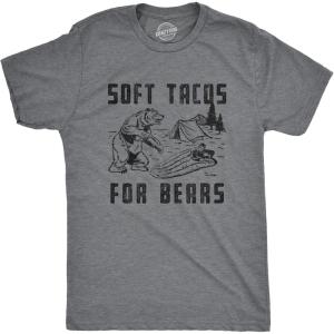 Mens Camping T Shirts Funny Camp Tees for Guys Cool Shirts for Outdoor Camping(Dark Heather Grey – Soft Tacos)