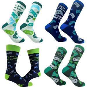 Mens Gamer Socks Funny Footware for Video Game Players(Video Game 4 Pack)
