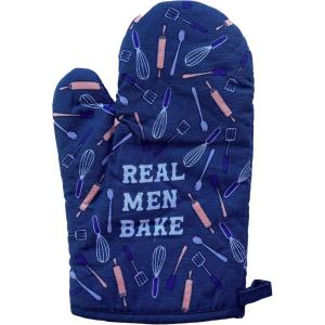 Real Men Bake Oven Mitt Funny Father’s Day Cooking Chef Kitchen Glove Funny Graphic Kitchenwear Dad Joke Cool Food Novelty Cookware Blue Oven Mitt(Oven Mitt)