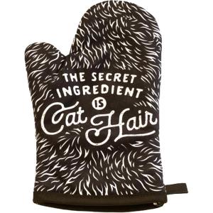 The Secret Ingredient is Cat Hair Funny Pet Kitten Animal Lover Graphic Kitchen Accessories Funny Graphic Kitchenwear Cool Cat Novelty Cookware Black Oven Mitt(Oven Mitt)