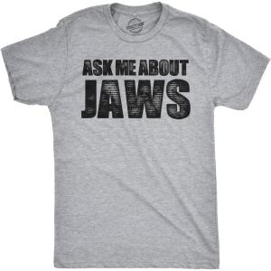 Toddler Ask Me About Jaws T Shirt Funny Shark Movie Flip Up Tee for Kids(Light Heather Grey)