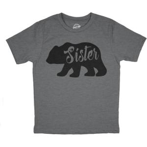 Toddler Sister Bear T Shirt Cute Funny Family Tee for Little Sister(Dark Heather Grey)