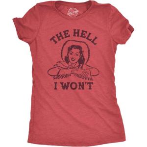 Wicked Womens T Shirts Funny Womens Tees with Witches and More Sarcastic Tees for Ladies(Heather Red – Hell I Wont)
