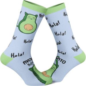 Womens Avogato Sock Cat Face Cute Novelty Hilarious Crazy Saying Footwear(Blue)