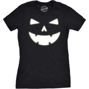 Womens Glowing Ghost T Shirt Glow in The Dark Cool Halloween Party Tee(Heather Black – Glow Tooth)