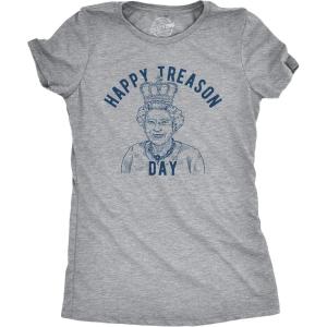 Womens Happy Treason Day T Shirt Funny British Empire Queen England 4th of July USA Tee(Light Heather Grey)