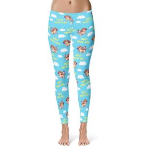 Womens Holy Shih-Tzu Leggings Funny Cute Small Breed Dog Lover Yoga Pants for Ladies Funny Yoga Pants Religious Funny Dog Novelty Leggings for Women Holy Shih M
