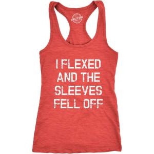 Womens I Flexed and The Sleeves Fell Off Tank Top Funny Sleeveless Workout Tee(Red)
