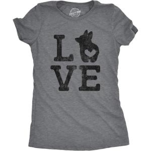 Womens Love Corgi T Shirt Funny Pet Puppy Dog Mom Animal Lover Graphic Tee(Dark Heather Grey)