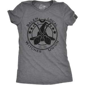 Womens Salem Local Witches Union T Shirt Funny Halloween Witch Tee(Dark Heather Grey)