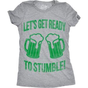 Womens Tacos Shirts Funny Mexican Tees with Tacos and Cervezas Cool Vintage Graphic Tees with Cute Sayings(Light Heather Grey – Ready to Stumble)