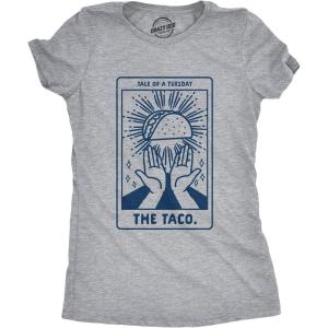 Womens Tacos Shirts Funny Mexican Tees with Tacos and Cervezas Cool Vintage Graphic Tees with Cute Sayings(Light Heather Grey – Taco Tarot)