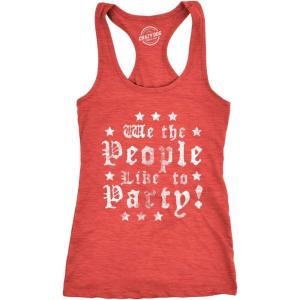 Womens Tank We The People Like to Party Tanktop Funny 4th of July Drinking Tee for Ladies(Heather Red)