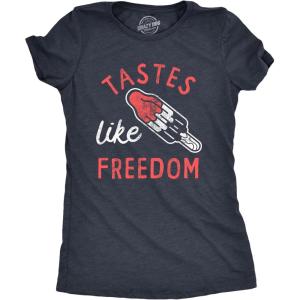 Womens Tastes Like Freedom T Shirt Funny Cool Fourth of July Party Popsicle Tee for Ladies(Heather Navy)