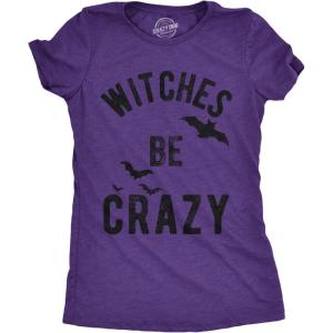 Womens Witches Be Crazy T Shirt Funny Party Tee for Ladies(Heather Purple)