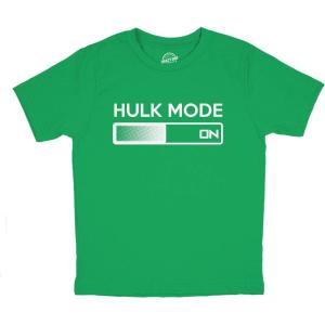 Youth Hulk Mode On T Shirt Funny Nerdy Tee Graphic Top for Kids Hilarious(Green)