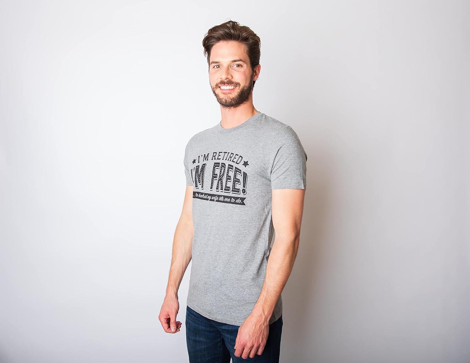imageFunny Retirement T Shirts for Men Sarcastic Tees for Retirement Party Seniors and Retired GuysHeather Navy Free Wife