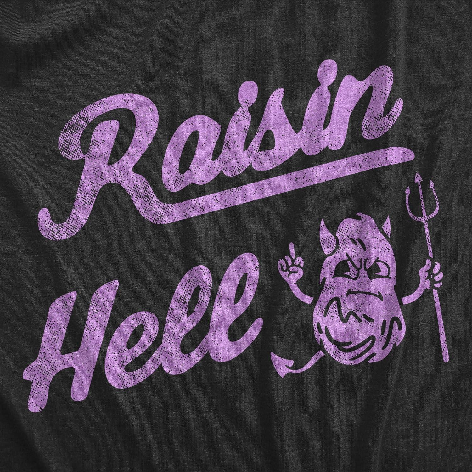imageFunny T Shirts for Men Food Joke Tees for Guys with Funny Sayings Sarcastic Graphic T ShirtsHeather Black Raisin Hell