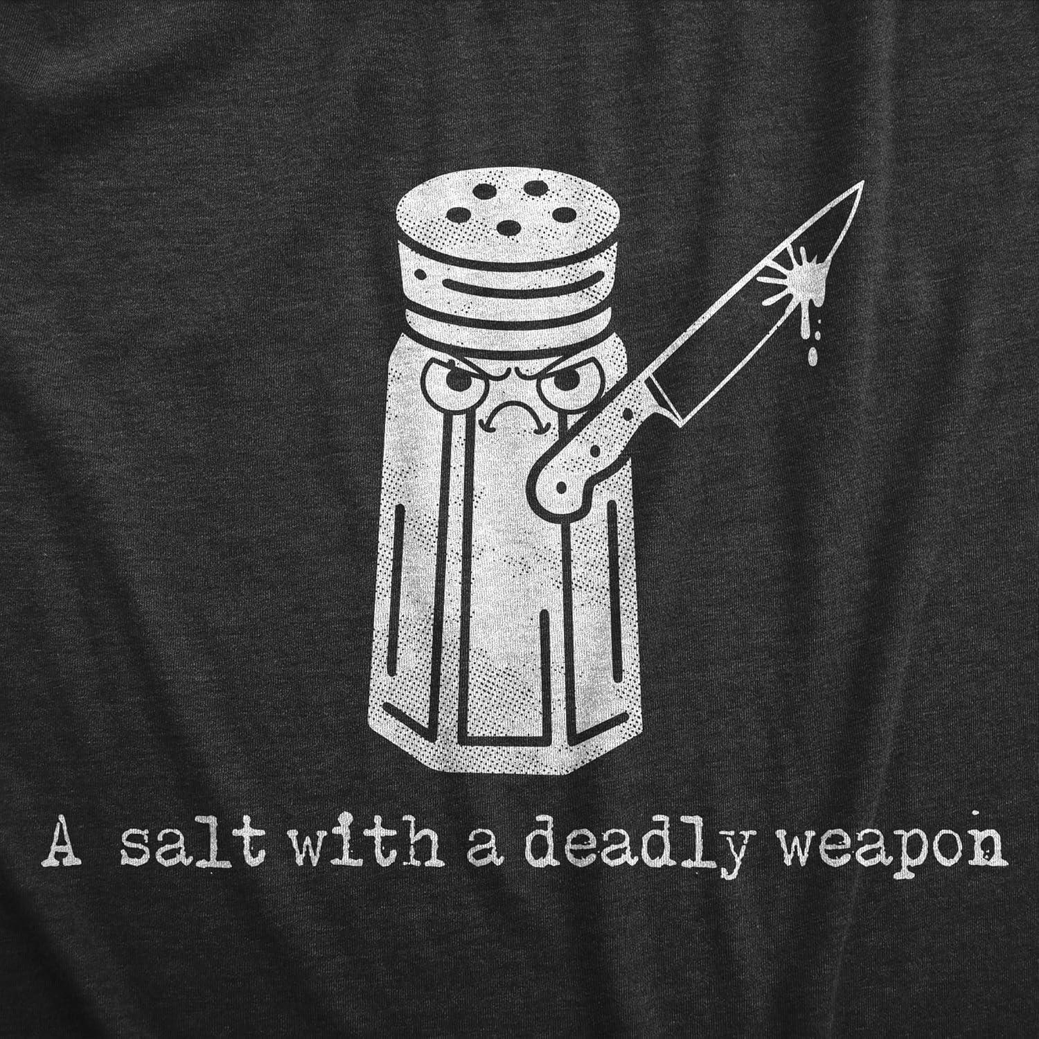 imageFunny T Shirts for Men Food Joke Tees for Guys with Funny Sayings Sarcastic Graphic T ShirtsHeather Black a Salt