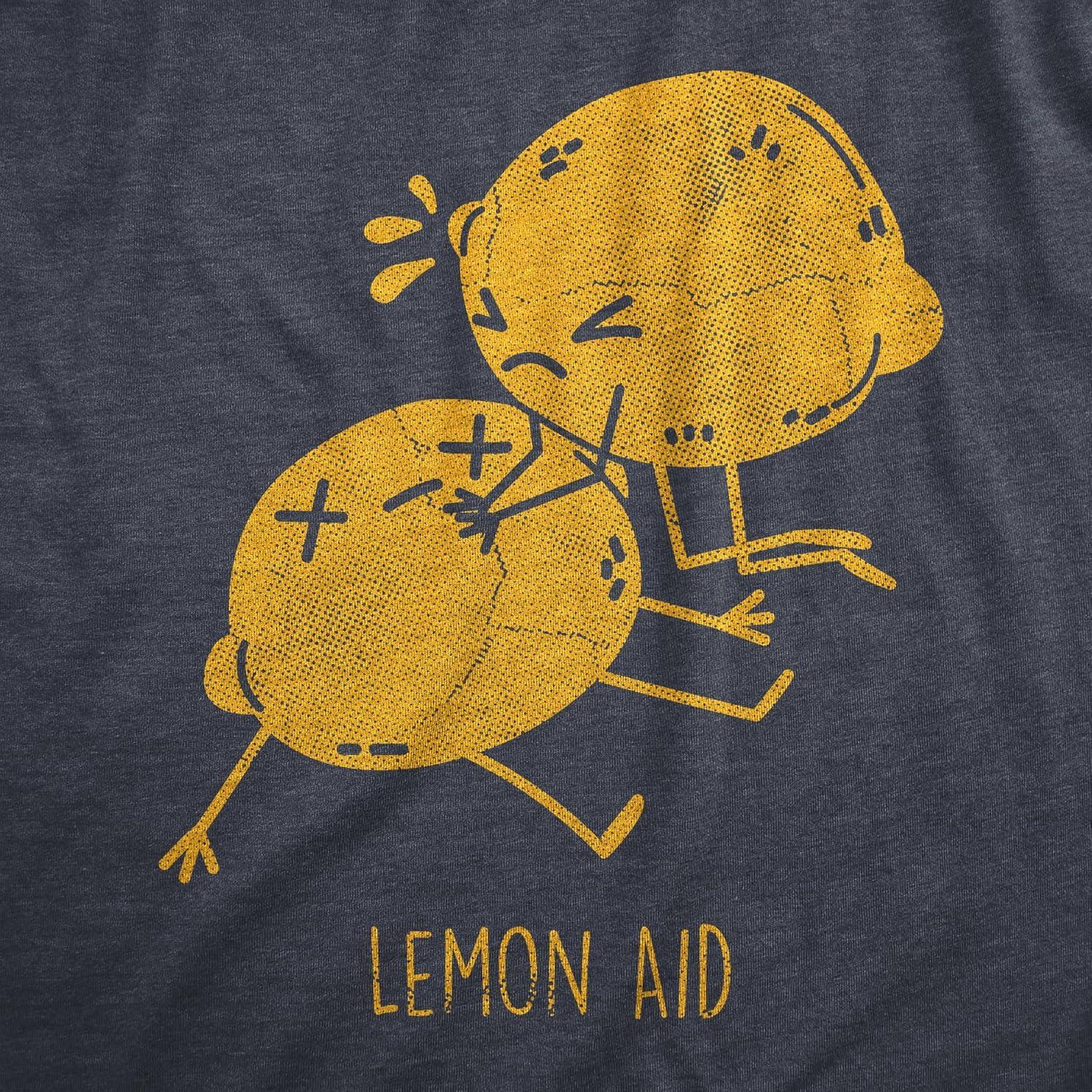 imageFunny T Shirts for Men Food Joke Tees for Guys with Funny Sayings Sarcastic Graphic T ShirtsHeather Navy Lemon Aid