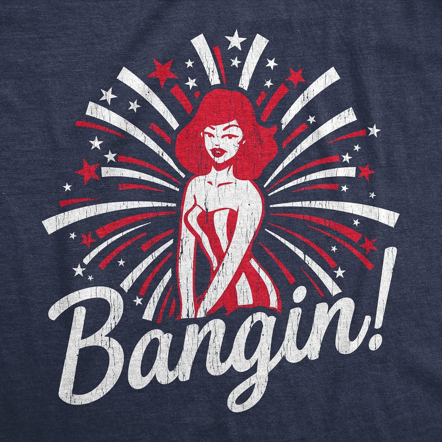 imageMens Bangin T Shirt Funny 4th of July Independance Day Fireworks Patriotic Graphic TeeHeather Navy