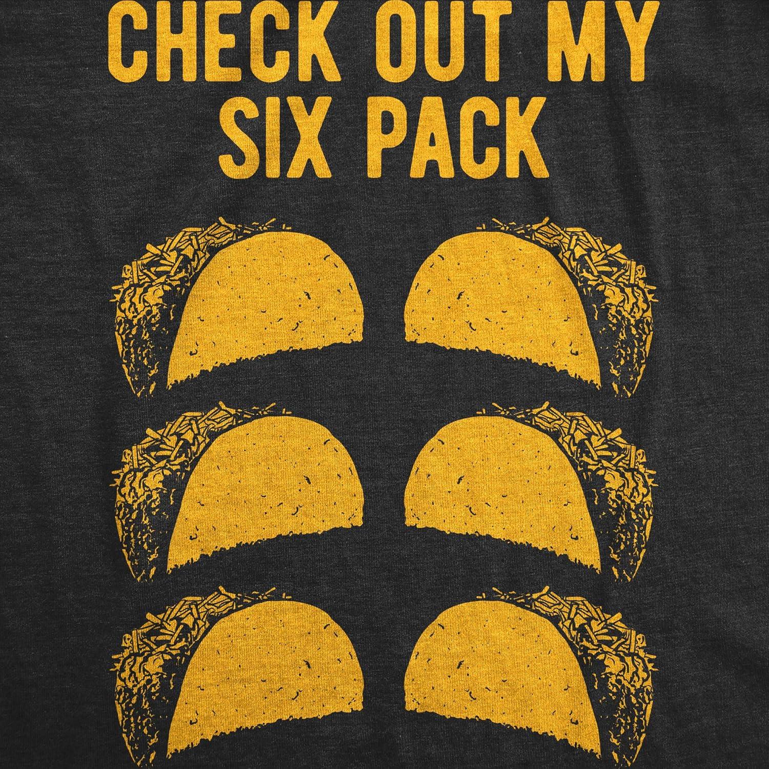 imageMens Check Out My Six Pack T Shirt Funny Taco Tuesday TeeHeather Black