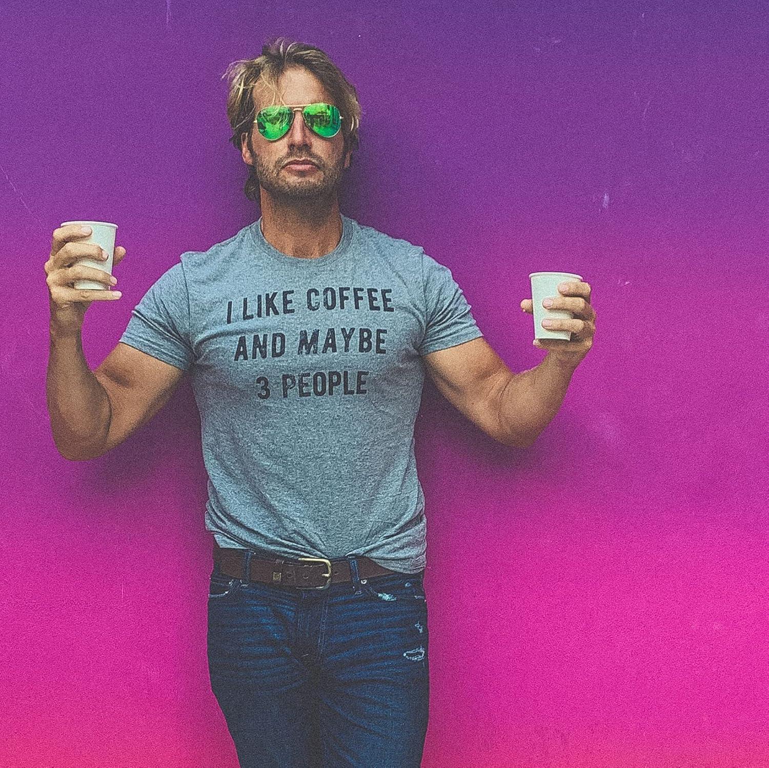 imageMens I Like Coffee and Maybe 3 People Funny Graphic Sarcastic Novelty T ShirtHeather Royal