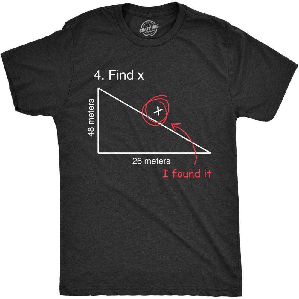 imageFind X T Shirt Funny Saying Math Teacher Graphic Sarcastic Gift Novelty Dad JokeHeather Black Find X