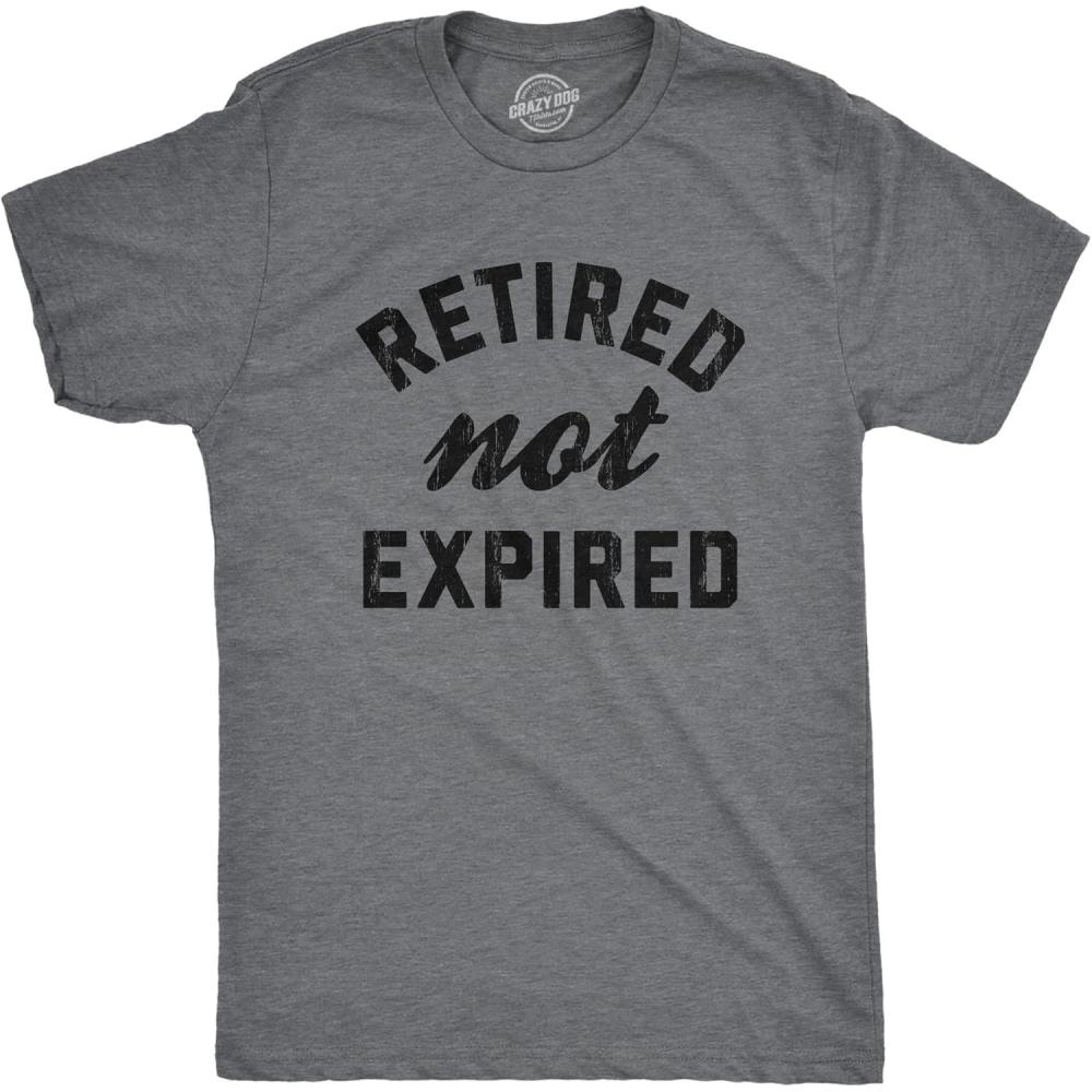 imageFunny Retirement T Shirts for Men Sarcastic Tees for Retirement Party Seniors and Retired GuysDark Heather Grey Not Expired