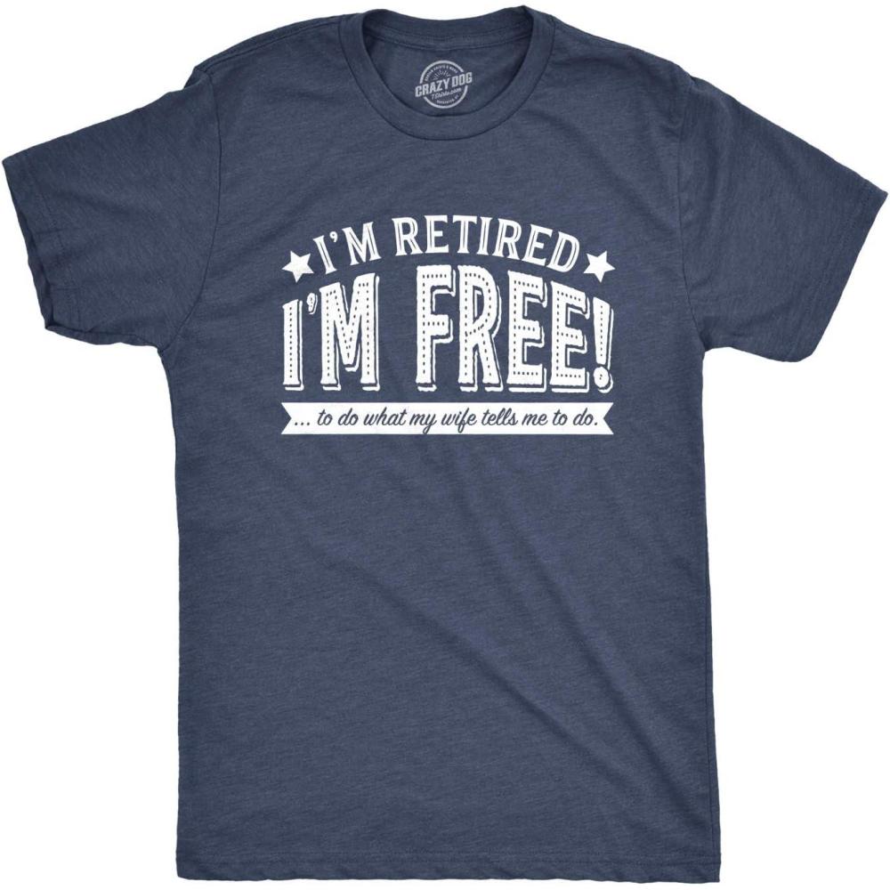 imageFunny Retirement T Shirts for Men Sarcastic Tees for Retirement Party Seniors and Retired GuysHeather Navy Free Wife