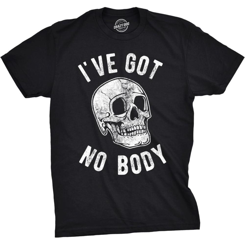 imageFunny Skeleton T Shirts Hilarious Mens Halloween Tees with Vampires and Bones for GuysHeather Black No Body