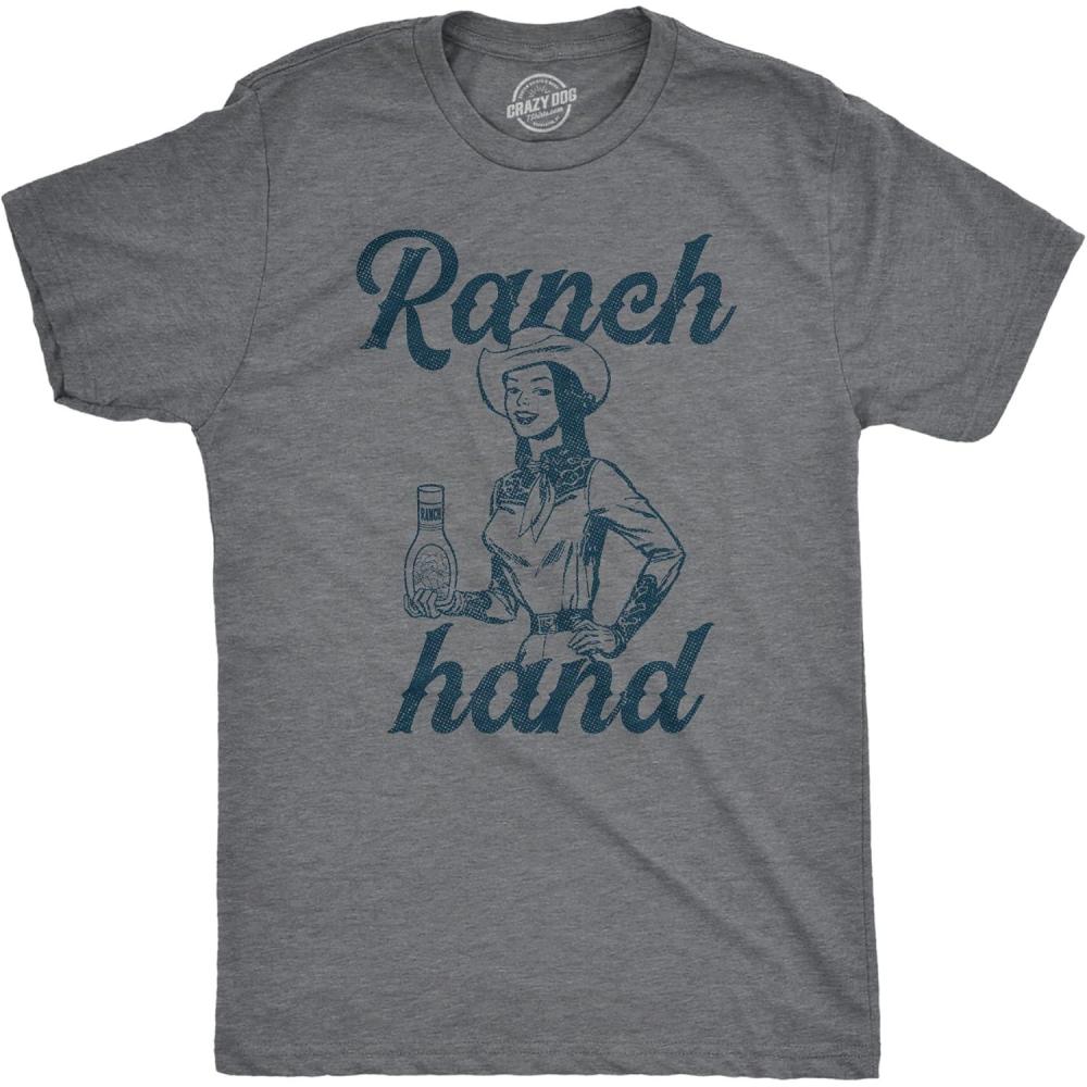 imageFunny T Shirts for Men Food Joke Tees for Guys with Funny Sayings Sarcastic Graphic T ShirtsDark Heather Grey Ranch Hand