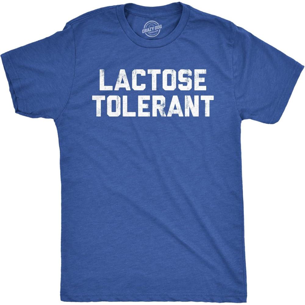 imageFunny T Shirts for Men Food Joke Tees for Guys with Funny Sayings Sarcastic Graphic T ShirtsHeather Royal Lactose Tolerant