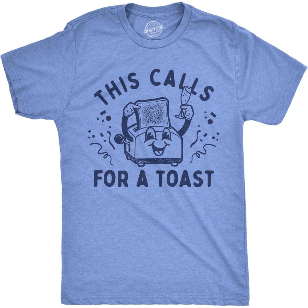 imageFunny T Shirts for Men Food Joke Tees for Guys with Funny Sayings Sarcastic Graphic T ShirtsLight Heather Blue a Toast