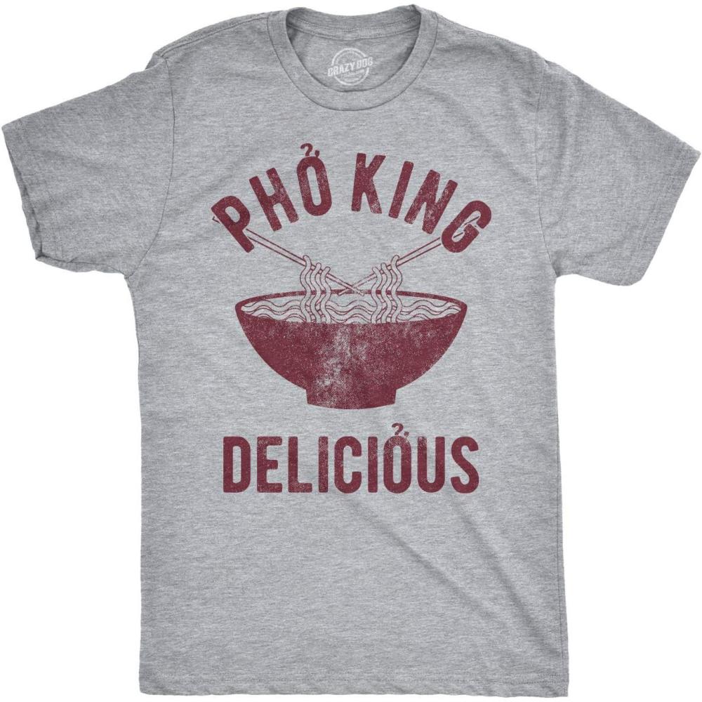 imageFunny T Shirts for Men Food Joke Tees for Guys with Funny Sayings Sarcastic Graphic T ShirtsLight Heather Grey  Pho King
