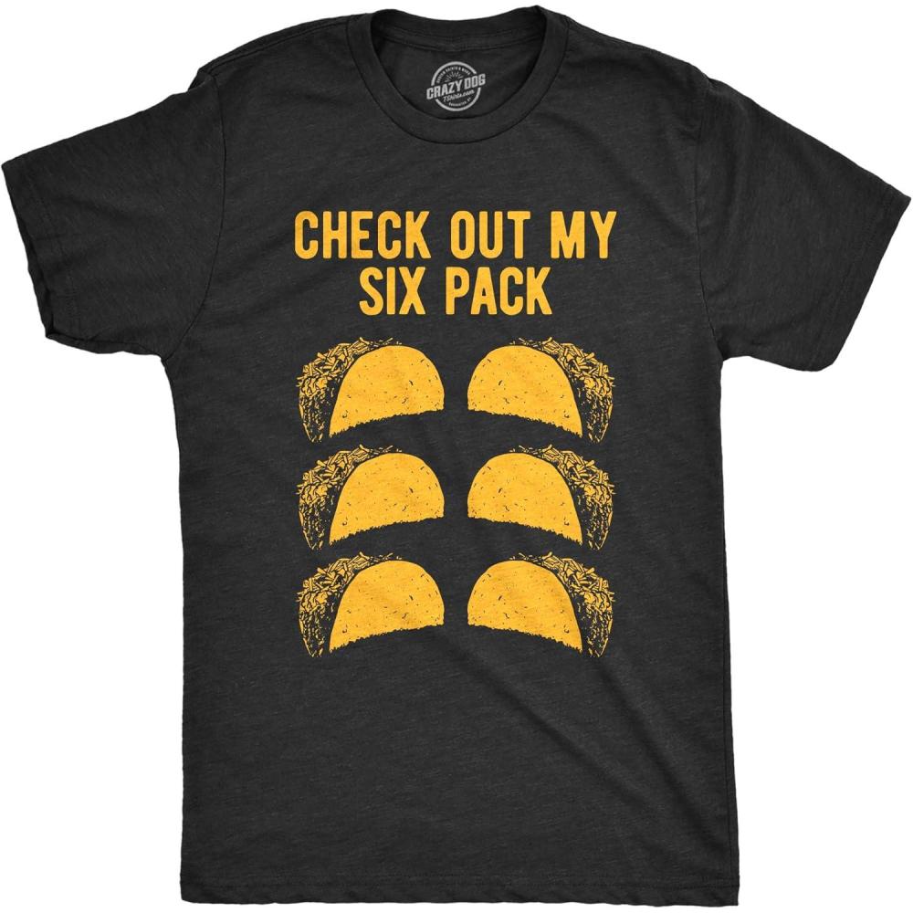 imageMens Check Out My Six Pack T Shirt Funny Taco Tuesday TeeHeather Black