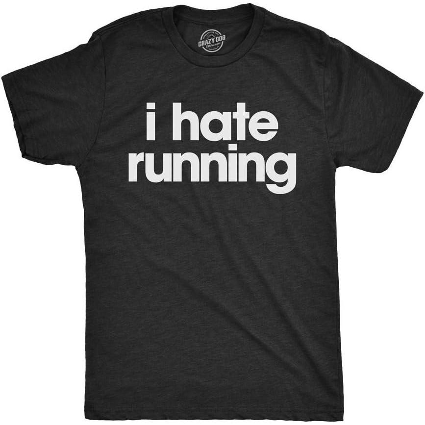 imageMens I Hate Running T Shirt Funny Sarcastic Marathon Runner Fitness Workout Tee for GuysHeather Black
