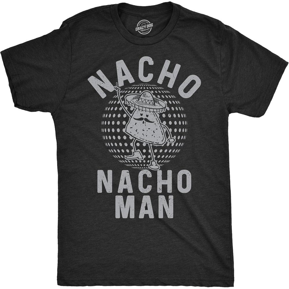 imageMens Nacho Nacho Man T Shirt Funny Tee for GuysHeather Black