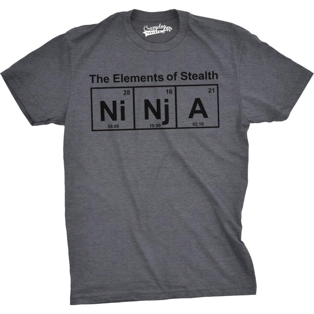 imageMens Ninja Element of Stealth T Shirt Funny Adult Humor Graphic Nerdy TeesDark Heather Grey